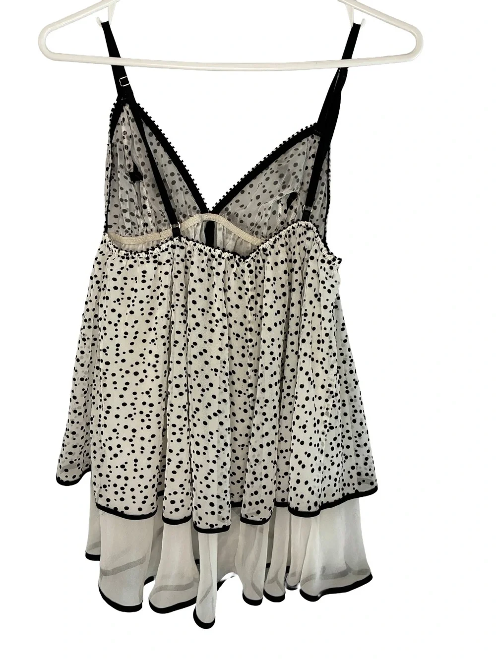 Vintage Victoria’s Secret Flocked Polka Dot Peek-A-Boo Slip L 🖤🎀